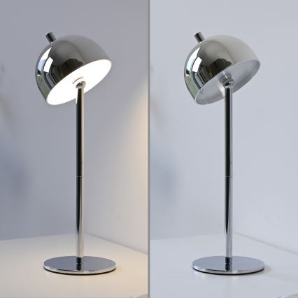 Schöner Wohnen 19244-17 - Lámpara de sobremesa exterior recargable, táctil y regulable BELLIS LED/2,5W/5V 2600 mAh IP54 cromo brillante