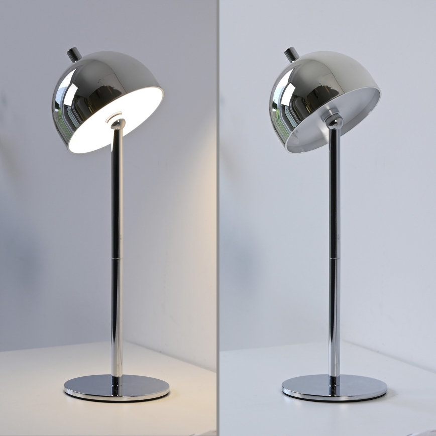 Schöner Wohnen 19244-17 - Lámpara de sobremesa exterior recargable, táctil y regulable BELLIS LED/2,5W/5V 2600 mAh IP54 cromo brillante