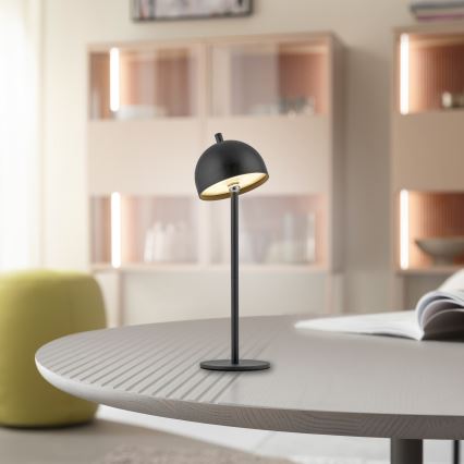 Schöner Wohnen 19244-18 - Lámpara de sobremesa LED para exterior BELLIS, recargable y regulable con control táctil, 2,5 W / 5 V, 2600 mAh, IP54, negra