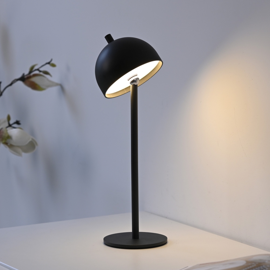 Schöner Wohnen 19244-18 - Lámpara de sobremesa LED para exterior BELLIS, recargable y regulable con control táctil, 2,5 W / 5 V, 2600 mAh, IP54, negra