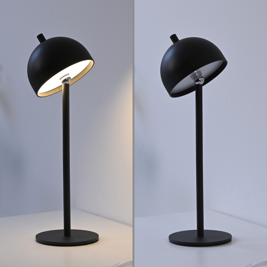 Schöner Wohnen 19244-18 - Lámpara de sobremesa LED para exterior BELLIS, recargable y regulable con control táctil, 2,5 W / 5 V, 2600 mAh, IP54, negra