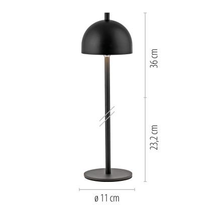 Schöner Wohnen 19244-18 - Lámpara de sobremesa LED para exterior BELLIS, recargable y regulable con control táctil, 2,5 W / 5 V, 2600 mAh, IP54, negra
