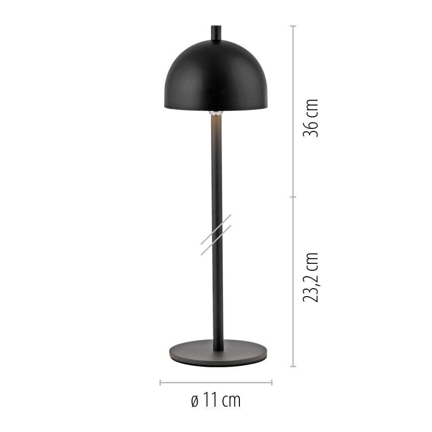 Schöner Wohnen 19244-18 - Lámpara de sobremesa LED para exterior BELLIS, recargable y regulable con control táctil, 2,5 W / 5 V, 2600 mAh, IP54, negra