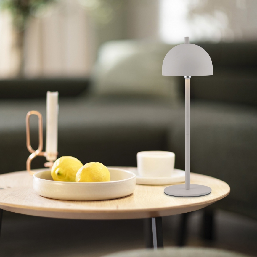 Schöner Wohnen 19244-39 - Lámpara de mesa LED recargable para exterior BELLIS, regulable con control táctil LED/2,5W/5V 2600 mAh IP54 gris