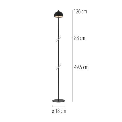 Schöner Wohnen 19245-18 - Lámpara de pie para exterior recargable, táctil y regulable LED BELLIS LED/2,5W/5V 2600 mAh IP54 negra
