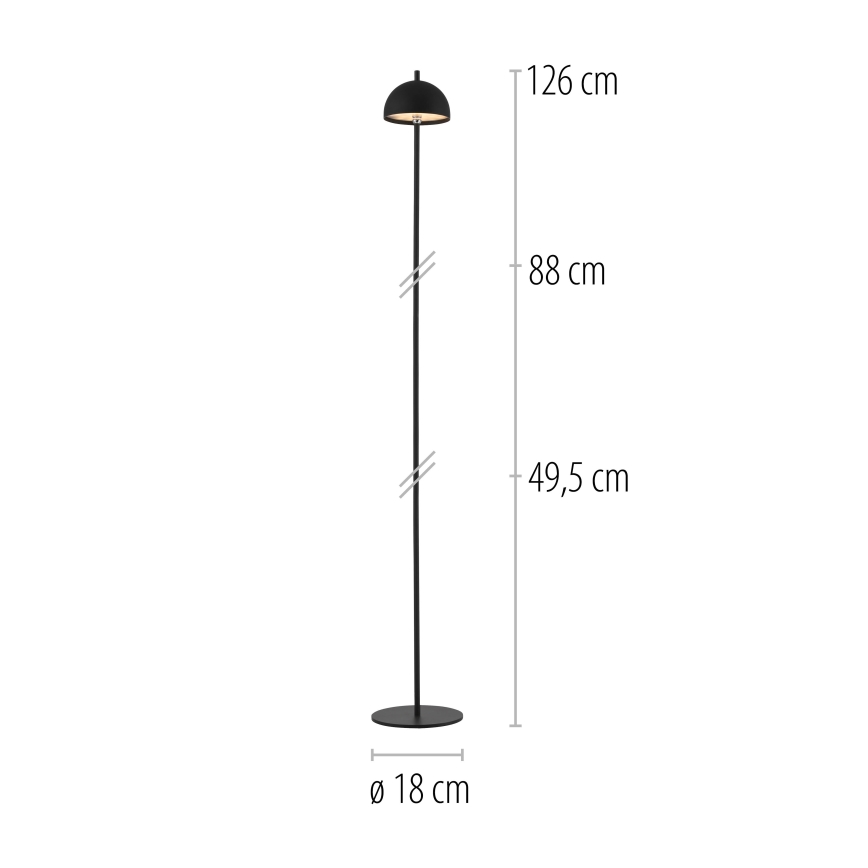 Schöner Wohnen 19245-18 - Lámpara de pie para exterior recargable, táctil y regulable LED BELLIS LED/2,5W/5V 2600 mAh IP54 negra