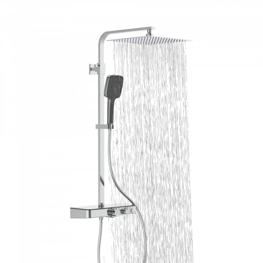 Schütte 60531 - Set de ducha con grifería termostática OCEAN, cromo brillante/antracita