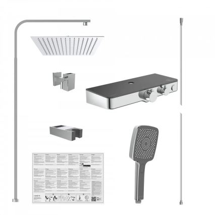 Schütte 60531 - Set de ducha con grifería termostática OCEAN, cromo brillante/antracita