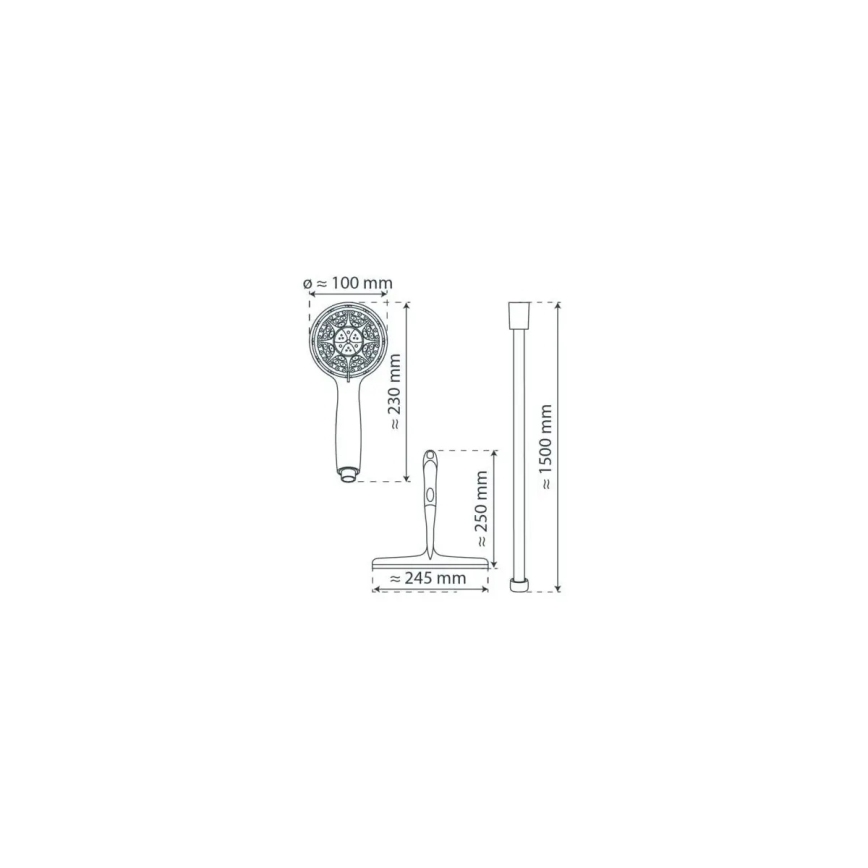 Schütte 64197 - Set de ducha acabado cromo brillante + limpiacristales para vidrio