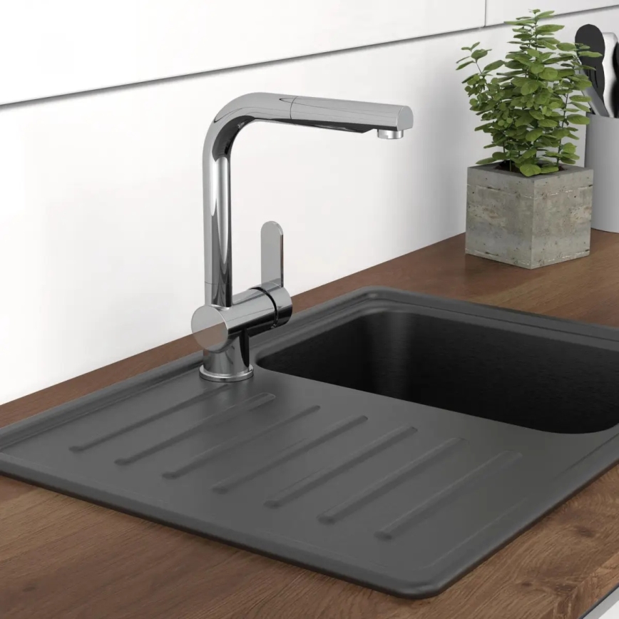 Schütte 79700 - Grifo de cocina con rociador extraíble LONDON, cromado brillante