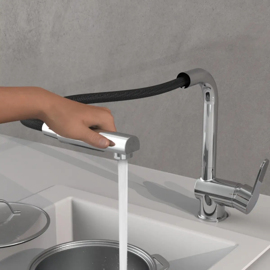 Schütte 79700 - Grifo de cocina con rociador extraíble LONDON, cromado brillante