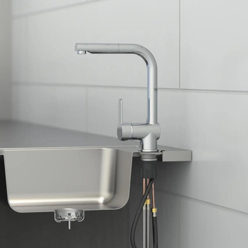 Schütte 79700 - Grifo de cocina con rociador extraíble LONDON, cromado brillante