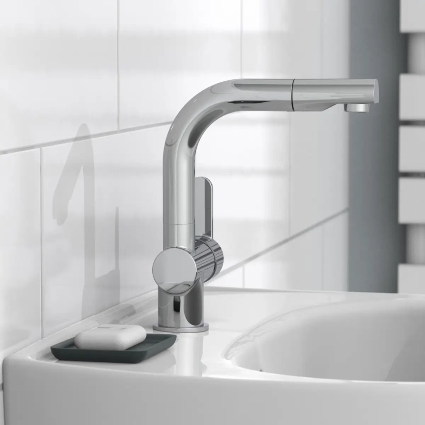 Schütte 79710 - Grifo de cocina con rociador extraíble LONDON, cromo brillante
