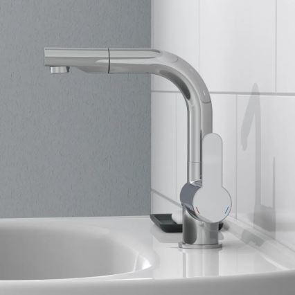 Schütte 79710 - Grifo de cocina con rociador extraíble LONDON, cromo brillante