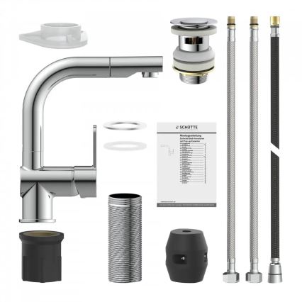 Schütte 79710 - Grifo de cocina con rociador extraíble LONDON, cromo brillante