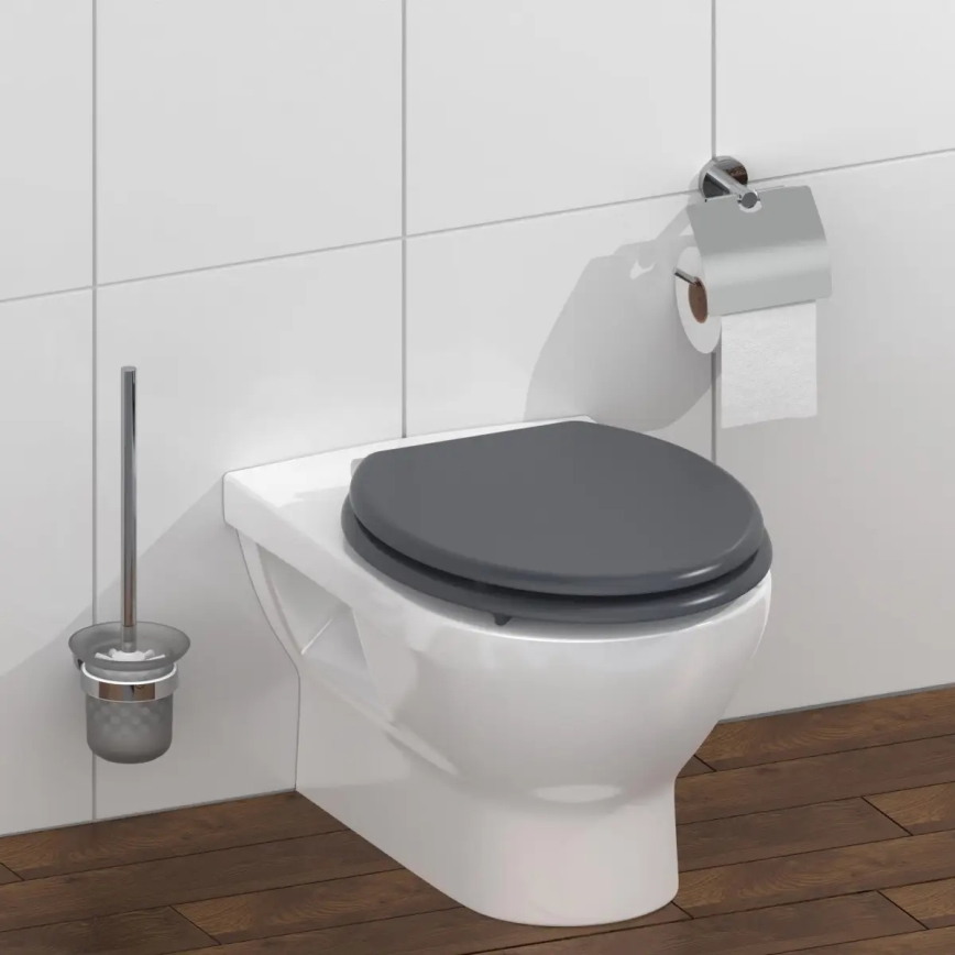 Schütte 80104 - Asiento de inodoro SPIRIT Antracita con cierre amortiguado SoftClose, madera MDF
