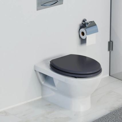 Schütte 80104 - Asiento de inodoro SPIRIT Antracita con cierre amortiguado SoftClose, madera MDF