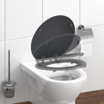 Schütte 80104 - Asiento de inodoro SPIRIT Antracita con cierre amortiguado SoftClose, madera MDF
