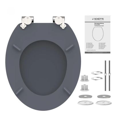 Schütte 80104 - Asiento de inodoro SPIRIT Antracita con cierre amortiguado SoftClose, madera MDF
