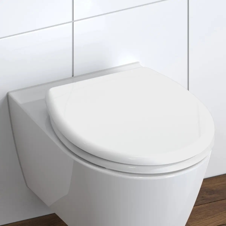 Schütte 82300-A - Asiento de inodoro BLANCO Duroplast con cierre amortiguado SoftClose
