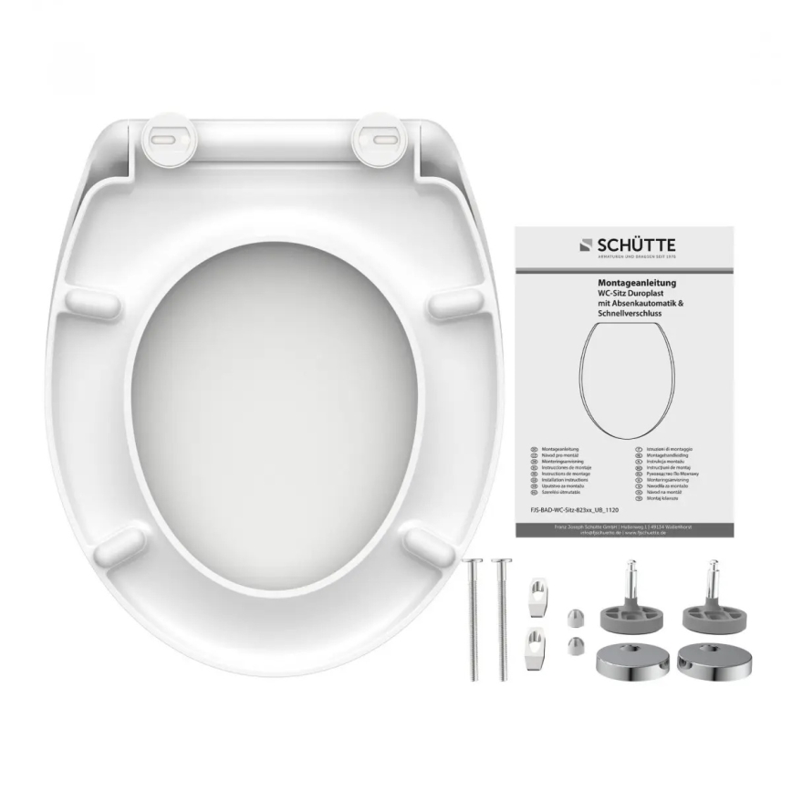 Schütte 82300-A - Asiento de inodoro BLANCO Duroplast con cierre amortiguado SoftClose
