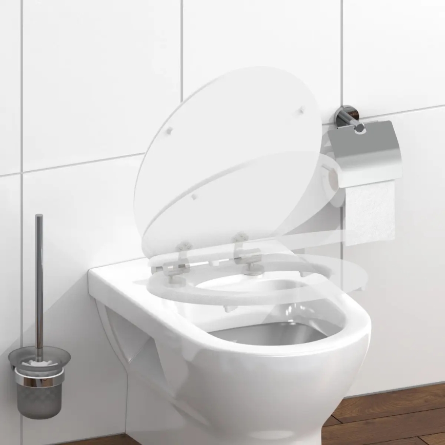 Schütte 84100-A - Asiento de inodoro blanco con cierre suave (SoftClose), en MDF