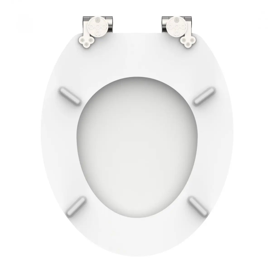 Schütte 84100-A - Asiento de inodoro blanco con cierre suave (SoftClose), en MDF