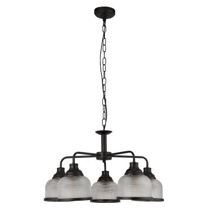 Searchlight - Lámpara colgante con cadena BISTRO 5xE27/60W/230V negro