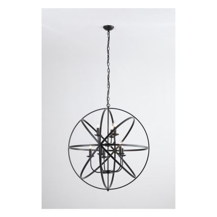 Searchlight - Lámpara colgante con cadena ORBIT 8xE14/60W/230V negra