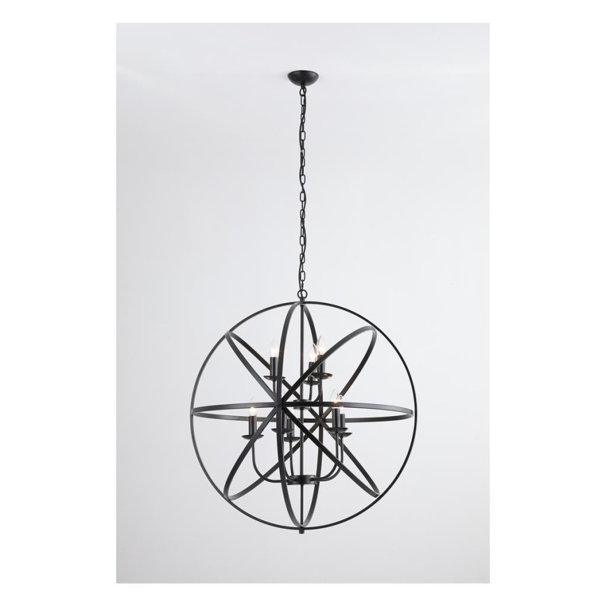 Searchlight - Lámpara colgante con cadena ORBIT 8xE14/60W/230V negra