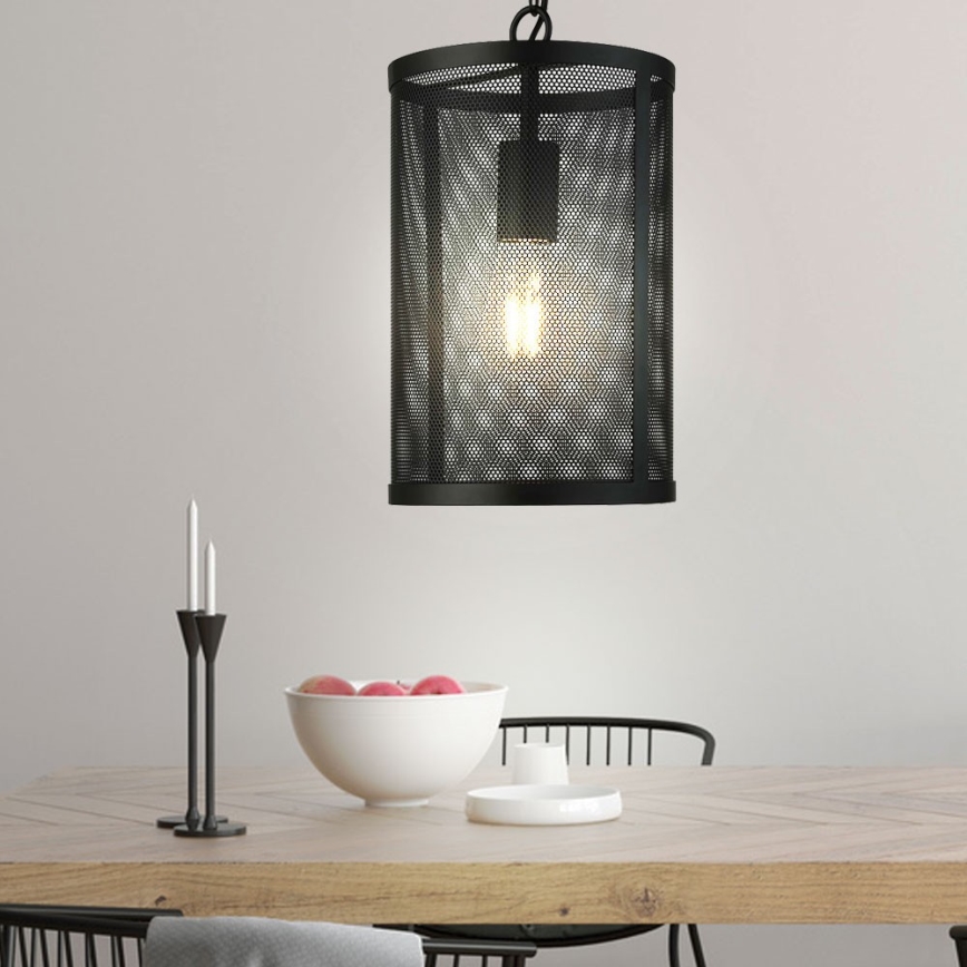 Searchlight - Lámpara colgante con cadena FISHNET 1xE27/60W/230V negro