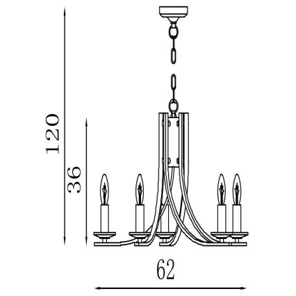 Searchlight - Lámpara colgante con cadena ASCONA 5xE14/60W/230V