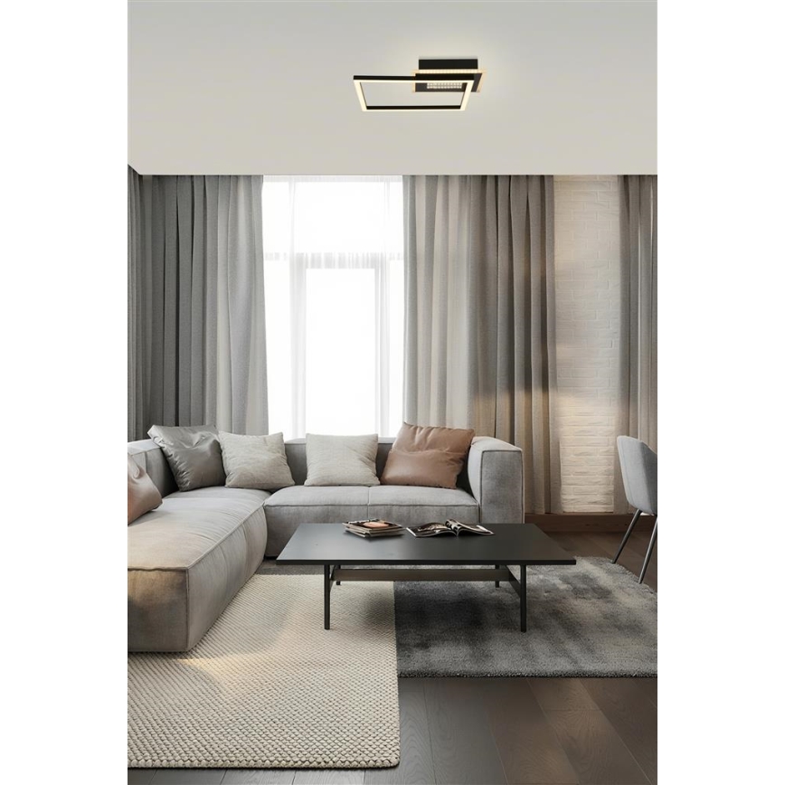 Searchlight - Lámpara de techo LED regulable QUADRATE LED/24W/230V 36x36 cm negra