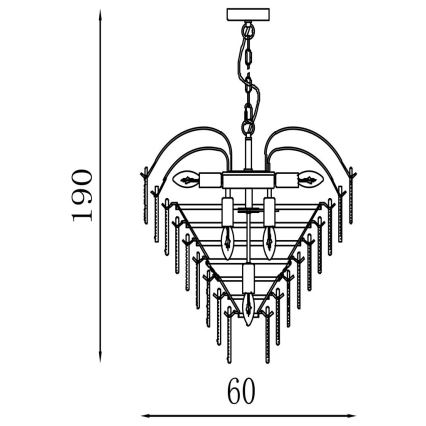 Searchlight - Lámpara de araña con cadena FEATHER 10xE14/60W/230V