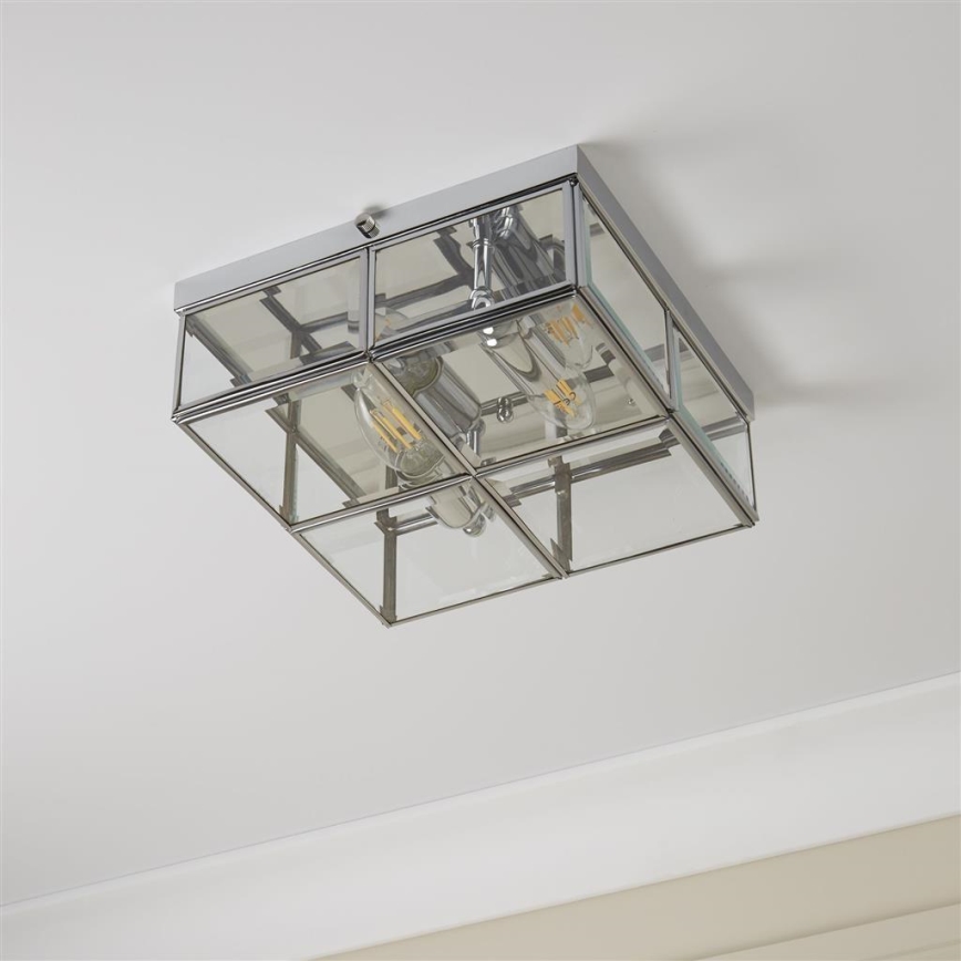 Searchlight - Plafón FLUSH 2xE14/40W/230V cromo brillante