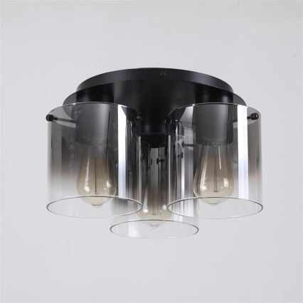 Searchlight - Luminaria de techo SWEDEN 3xE27/60W/230V Ø 39 cm negro/ahumado
