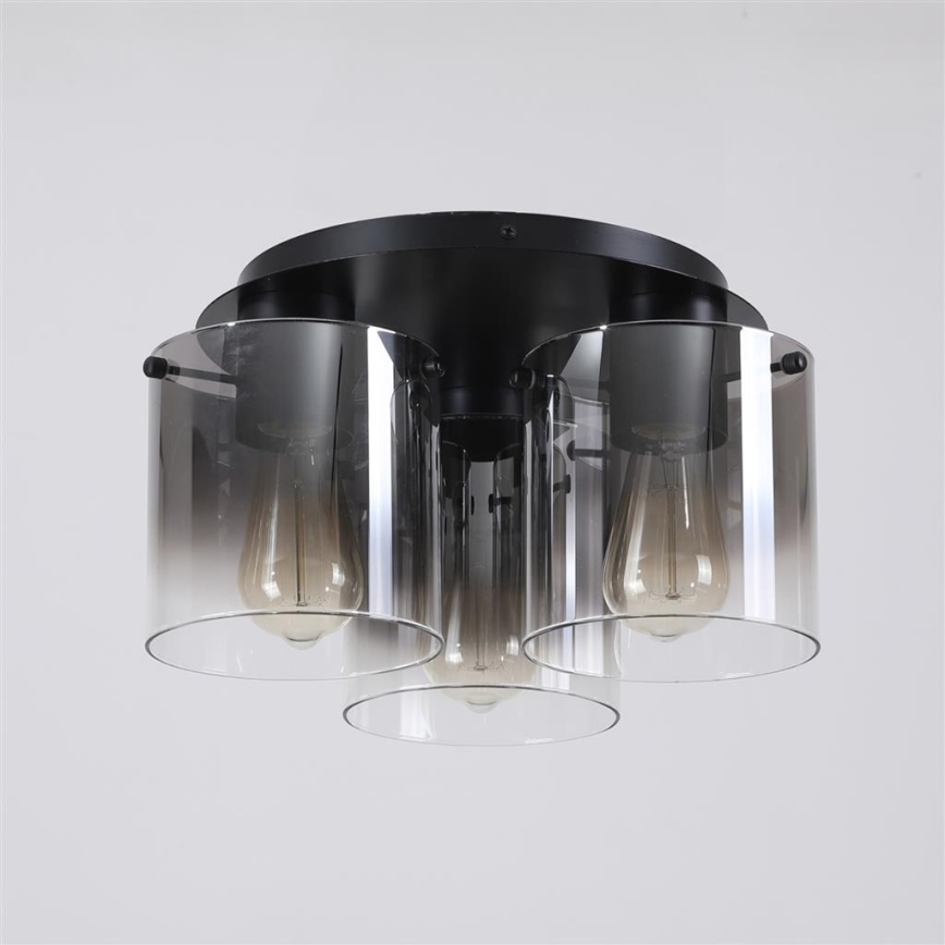 Searchlight - Luminaria de techo SWEDEN 3xE27/60W/230V Ø 39 cm negro/ahumado