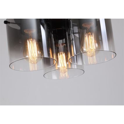 Searchlight - Luminaria de techo SWEDEN 3xE27/60W/230V Ø 39 cm negro/ahumado