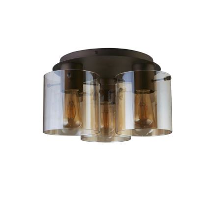 Searchlight - Lámpara de techo SWEDEN 3xE27/60W/230V Ø 39 cm marrón/ahumado