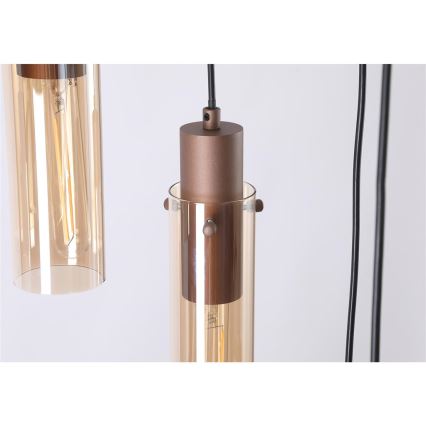 Searchlight - Lámpara colgante con cable SWEDEN 8xE27/60W/230V marrón/ahumado