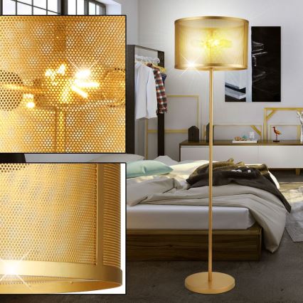 Searchlight - Lámpara de pie FISHNET 2xE27/60W/230V dorado