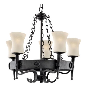 Searchlight - Lámpara colgante con cadena CARTWHEEL 5xE27/60W/230V negra
