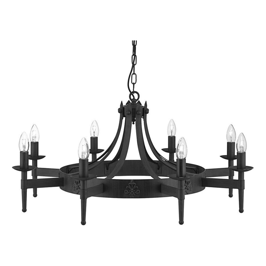 Searchlight - Lámpara colgante con cadena CARTWHEEL 8xE14/60W/230V negra