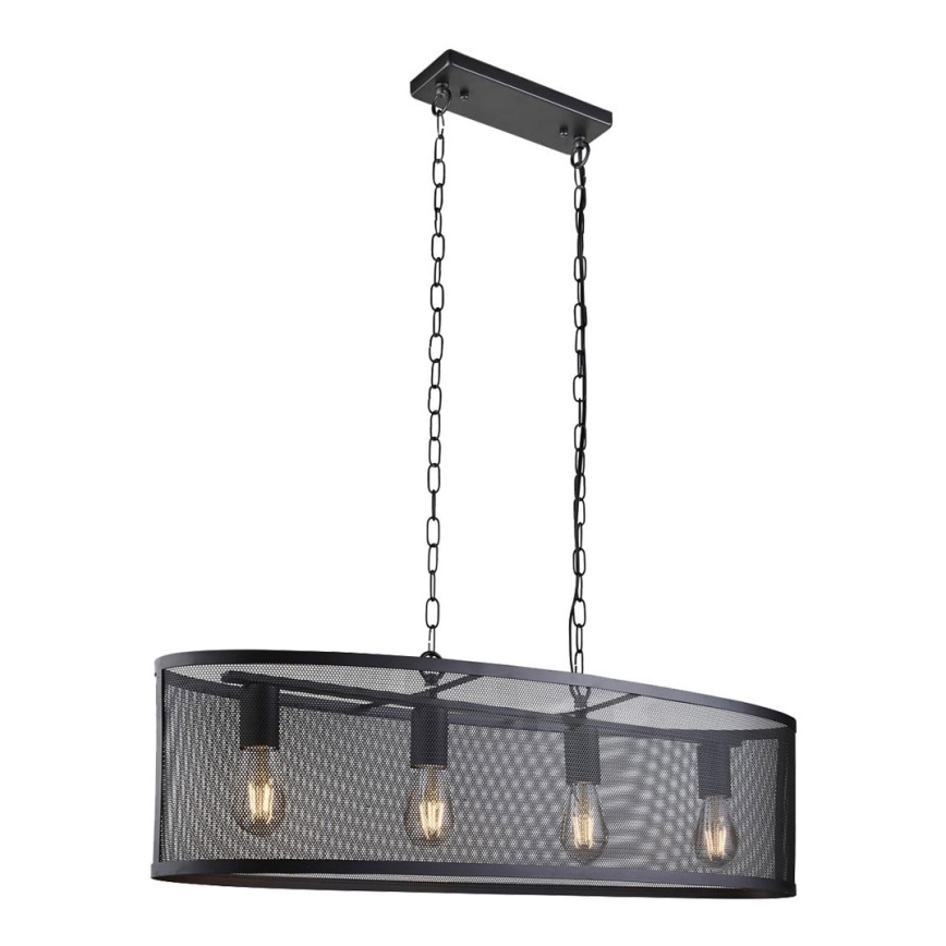Searchlight - Lámpara colgante con cadena FISHNET 4xE27/60W/230V negro