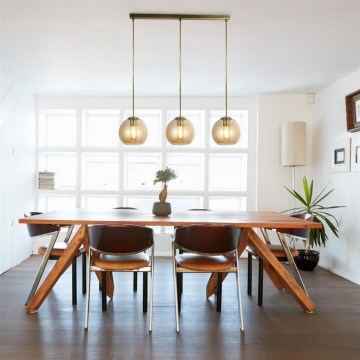 Searchlight - Lámpara colgante PENDANT 3xE27/40W/230V dorado