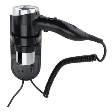 Secador de pelo con soporte 11x24 cm plateado/negro