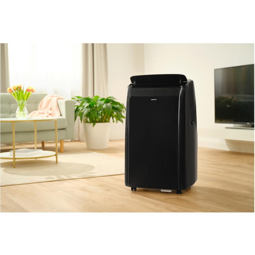 Sencor - Aire acondicionado móvil inteligente Incluye accesorios completos 900W/230V 9000 BTU Wi-Fi negro + control remoto