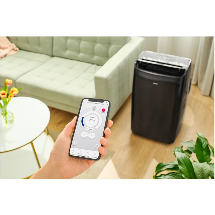 Sencor - Aire acondicionado móvil inteligente Incluye accesorios completos 900W/230V 9000 BTU Wi-Fi negro + control remoto