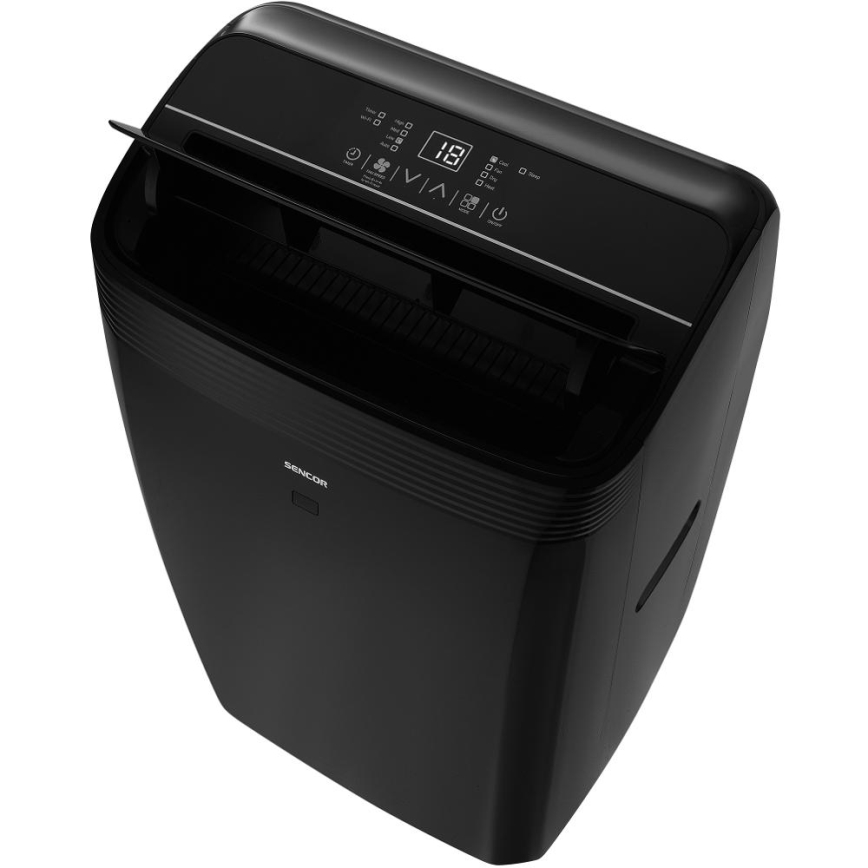 Sencor - Aire acondicionado móvil inteligente Incluye accesorios completos 900W/230V 9000 BTU Wi-Fi negro + control remoto