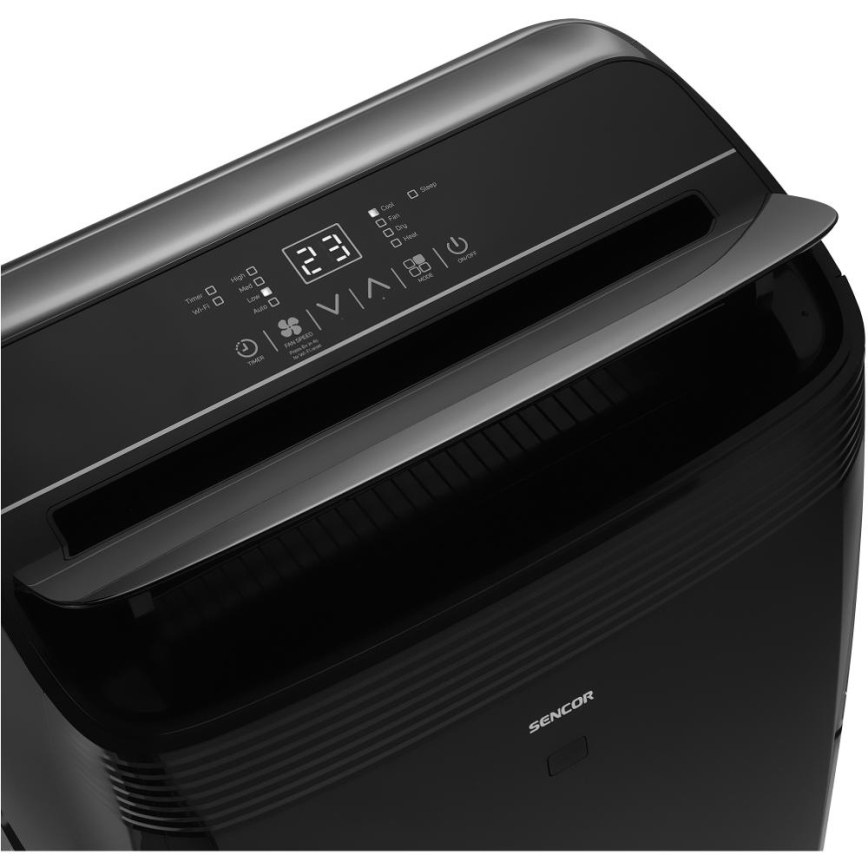 Sencor - Aire acondicionado móvil inteligente Incluye accesorios completos 900W/230V 9000 BTU Wi-Fi negro + control remoto